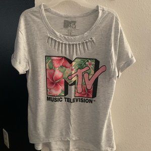 distressed grey mtv shirt